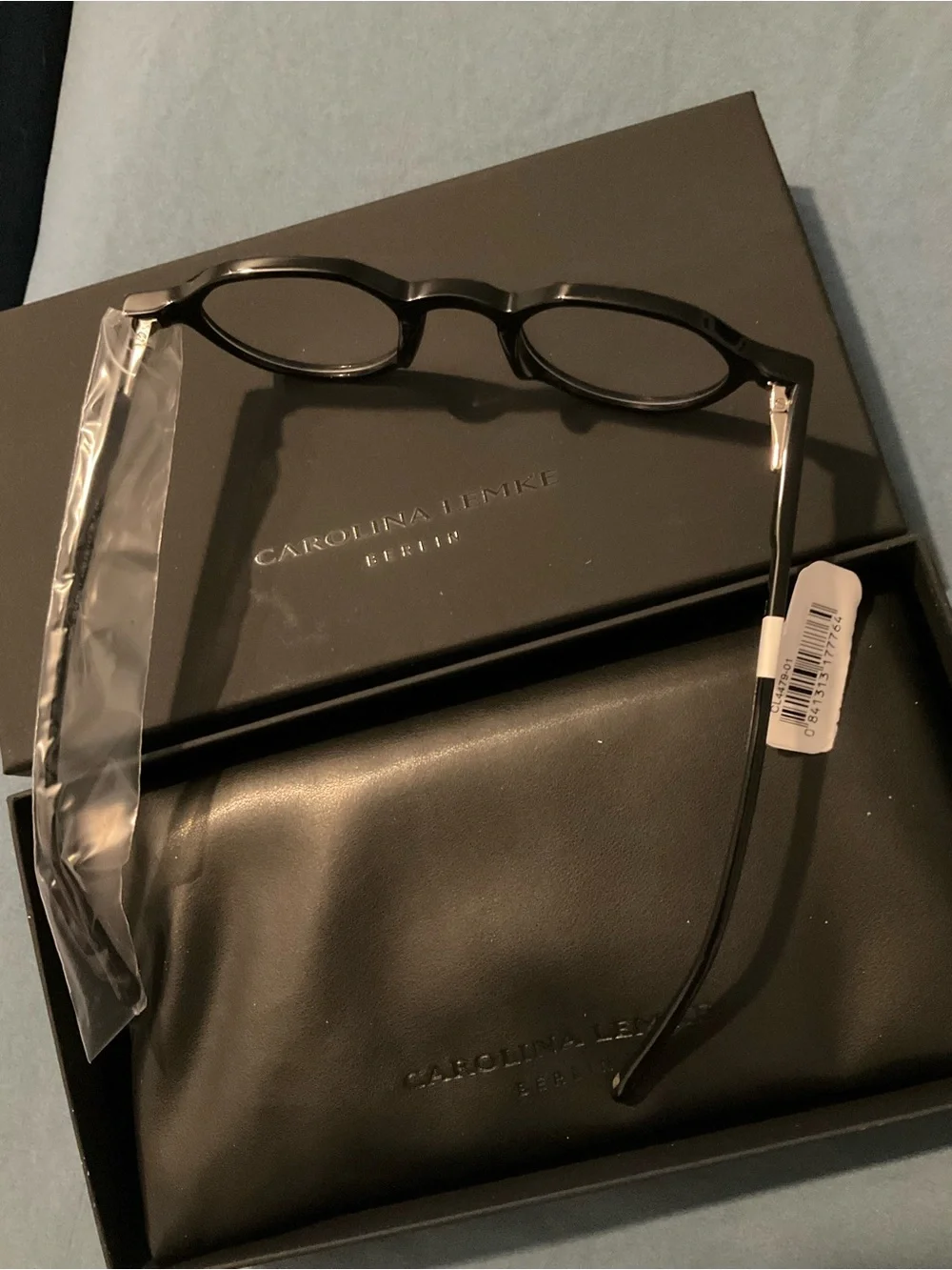 Carolina Lemke Black Oval Glasses Frame with Case
